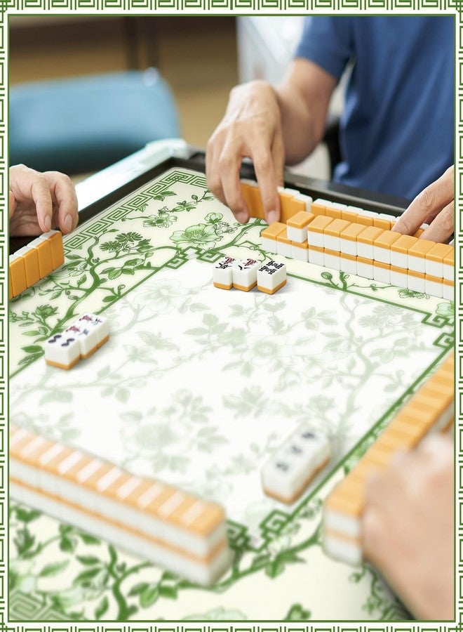 Sonwyoung Chinoiserie Mahjong Mat with 1 Carrying Bag 31.5" x 31.5" Green and White Rubber Anti Slip and Noise Reduction Multi Purpose Game Table Cover for Mahjong, Card, Board Tile Games - Image 5